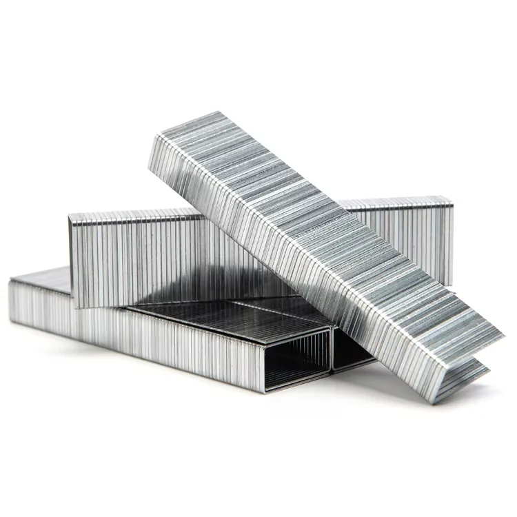 Four crossed staple strips showing their open legs
