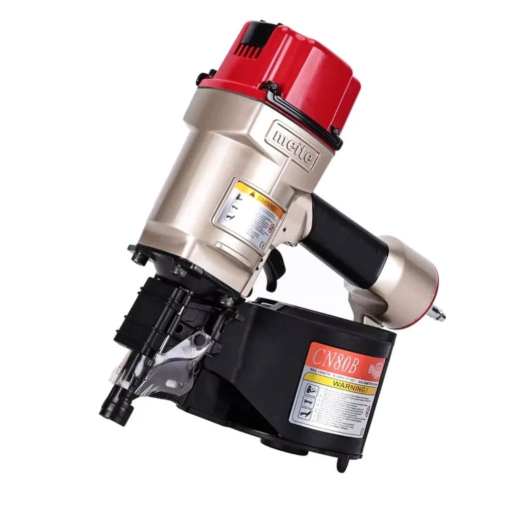 Meite CN80B pneumatic coil nailer shown on a white background