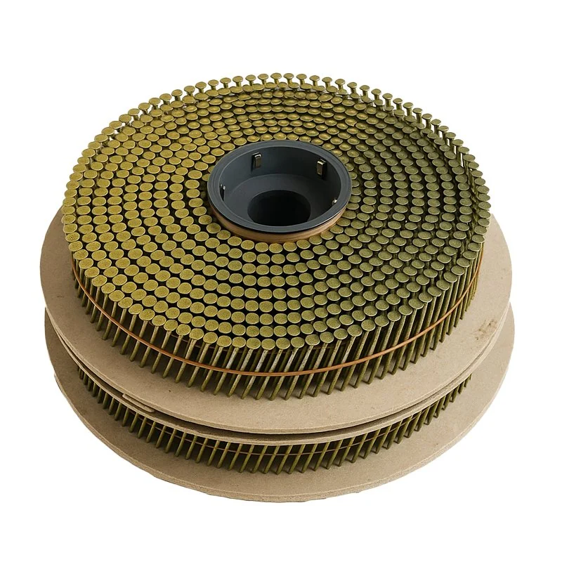 Large nail coils on paper reels with a dark central core